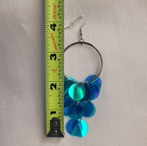 Holographic Hype Iridescent Blue Green Paparazzi Earrings - Picture 4 of 6